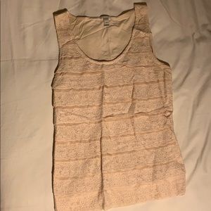 Jcrew blush tiered lace tank top
